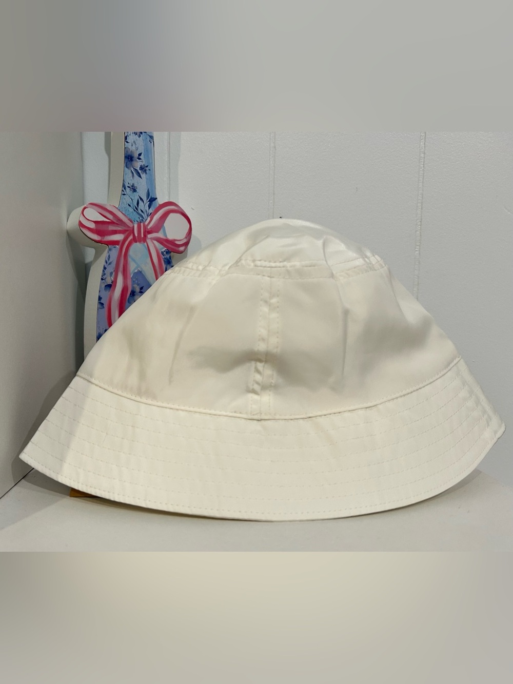 Steve Madden Cream Satin Bucket Hat with Subtle Sheen - Picture 2 of 5